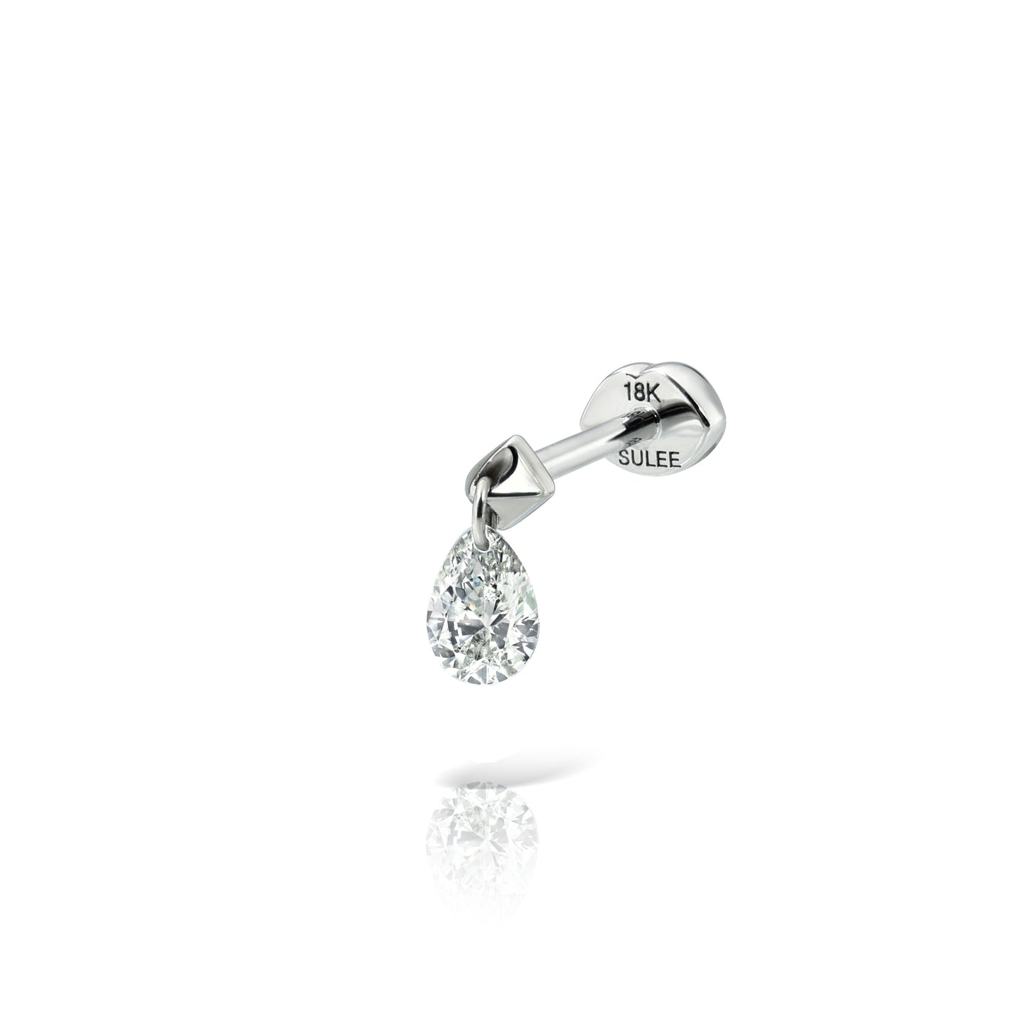 PEAR SHAPED DIAMOND DANGLE LIP BACK EARRING