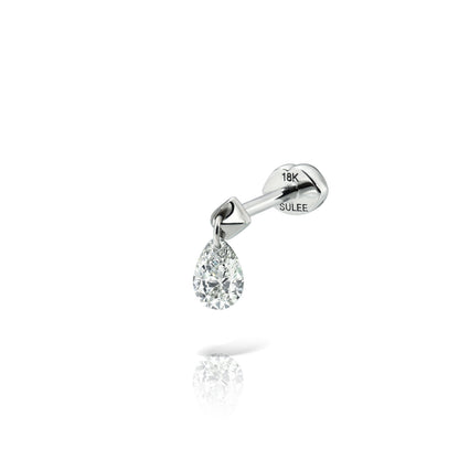 PEAR SHAPED DIAMOND DANGLE LIP BACK EARRING