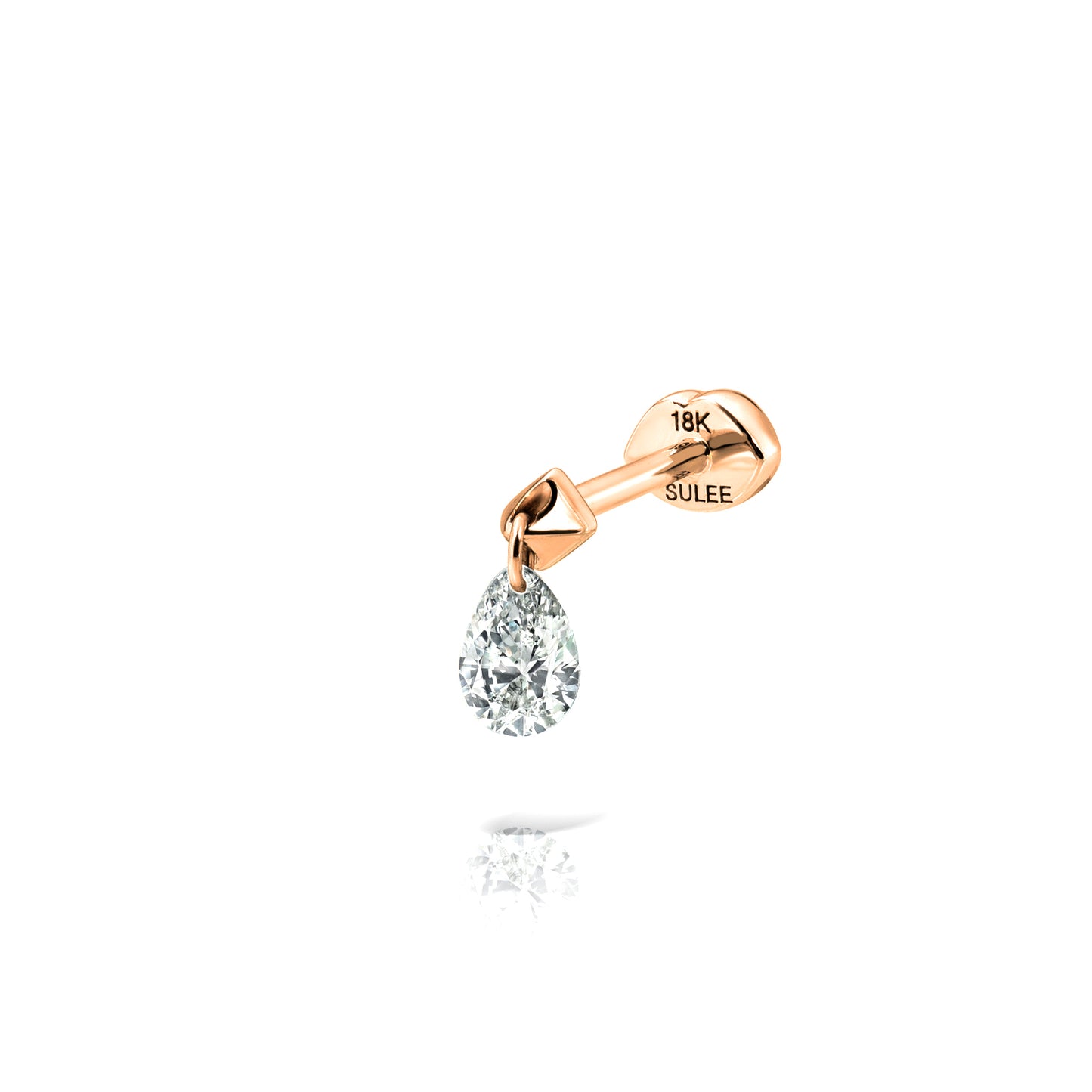 PEAR SHAPED DIAMOND DANGLE LIP BACK EARRING